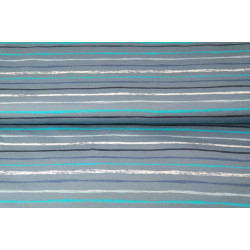 Jersey - Ringel Streifen grau blau türkis